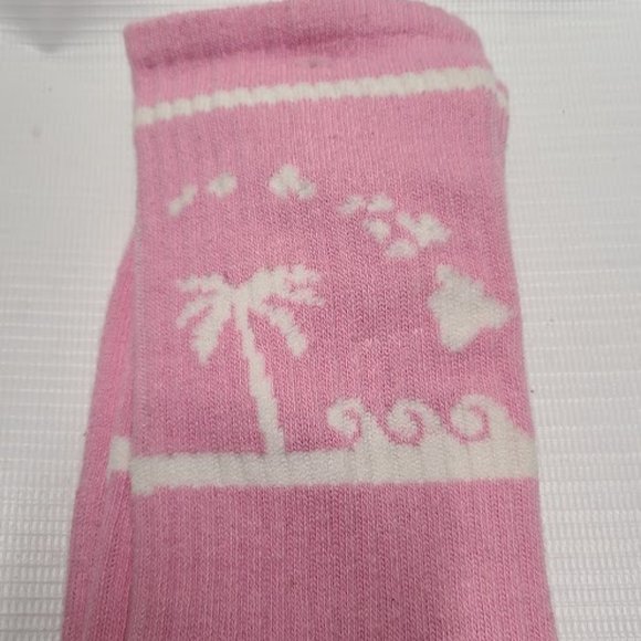 Skyline Socks Hawaii White and Pink with Hawaii and Palm on socks NEW - Picture 3 of 6